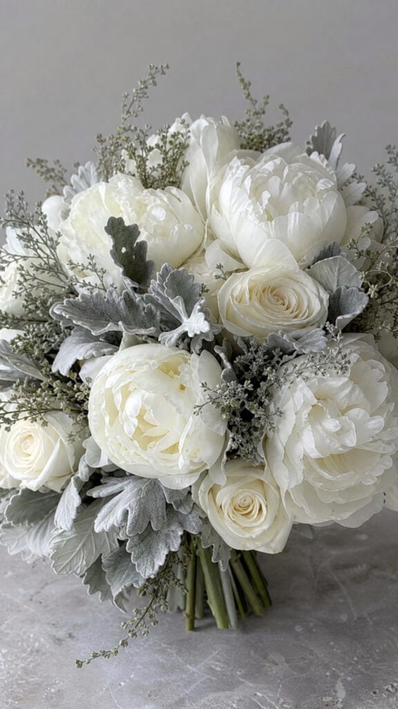 Dusty Miller And White Flowers
