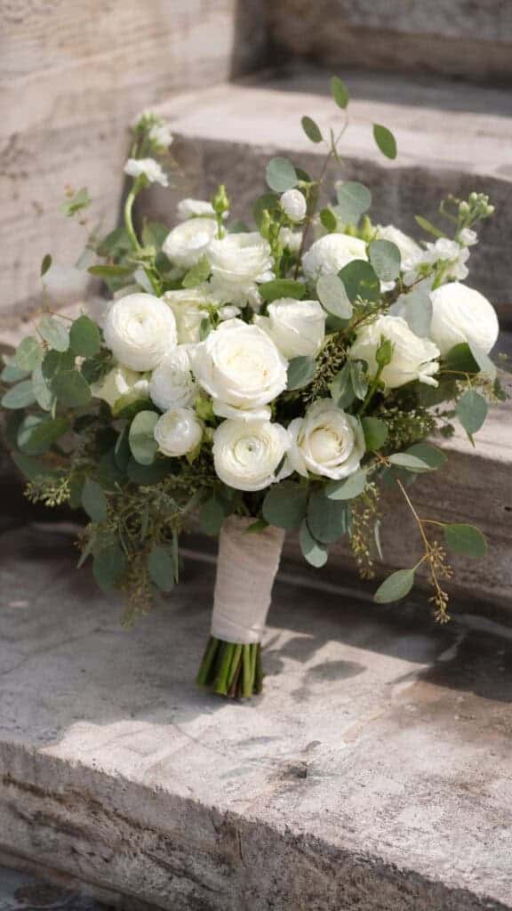 Eucalyptus And White Blooms