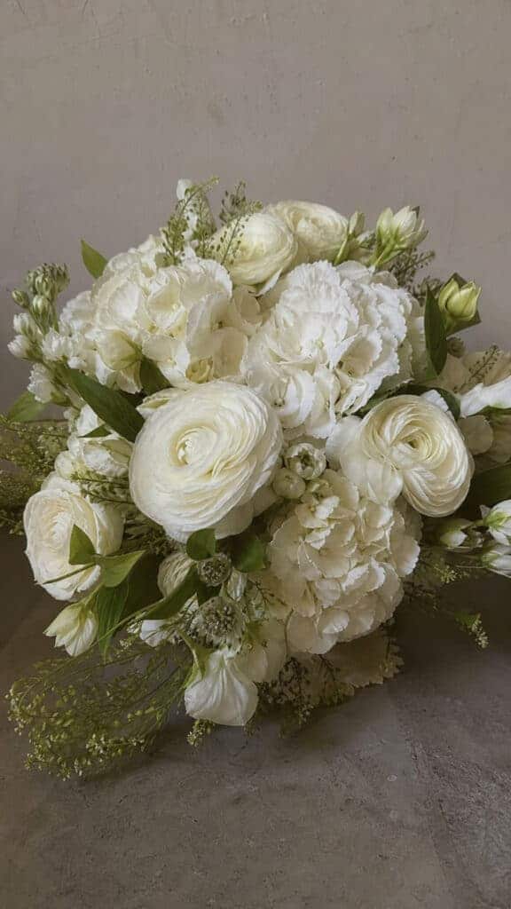 Hydrangea with White Ranunculus Layers