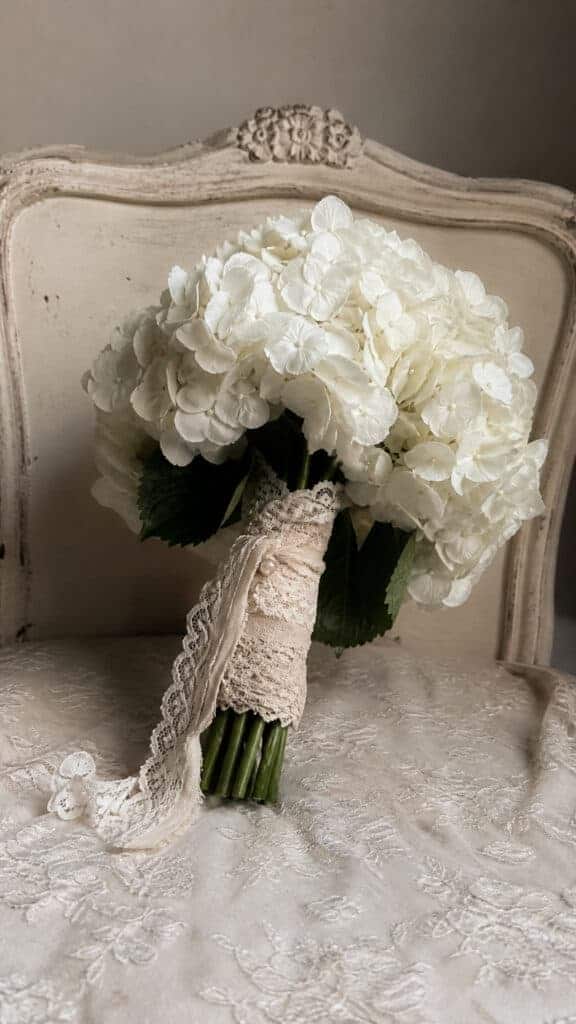 Vintage-Inspired Lace-Wrapped Hydrangea