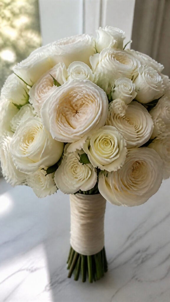 Classic All-White Rose Bouquet Perfection