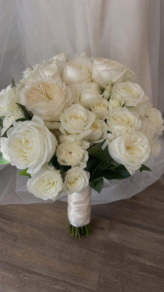 Classic All-White Rose Bouquets