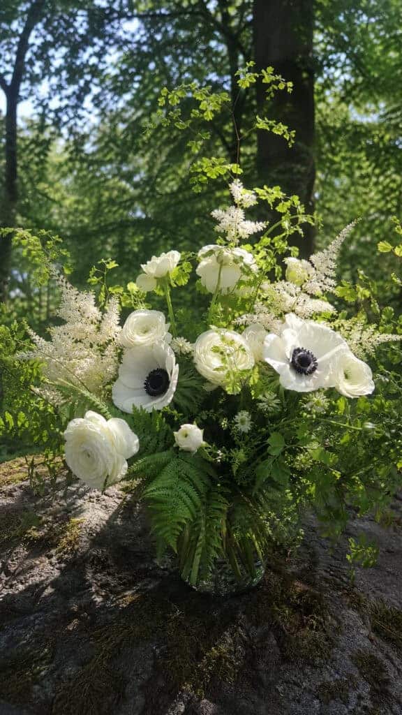 Wildflower-Inspired White Blooms with Ferns