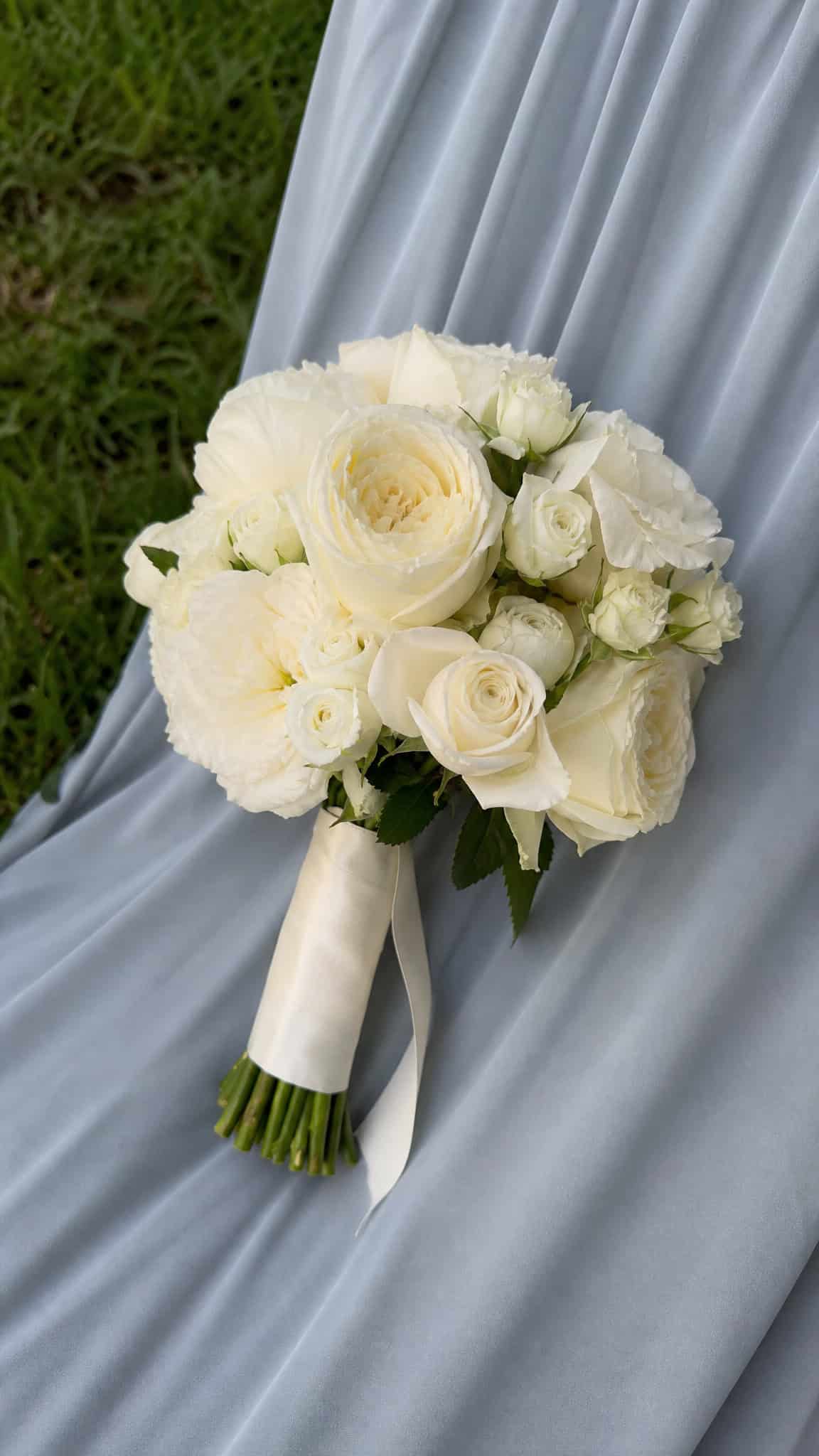 Classic All-White Rose Bouquets