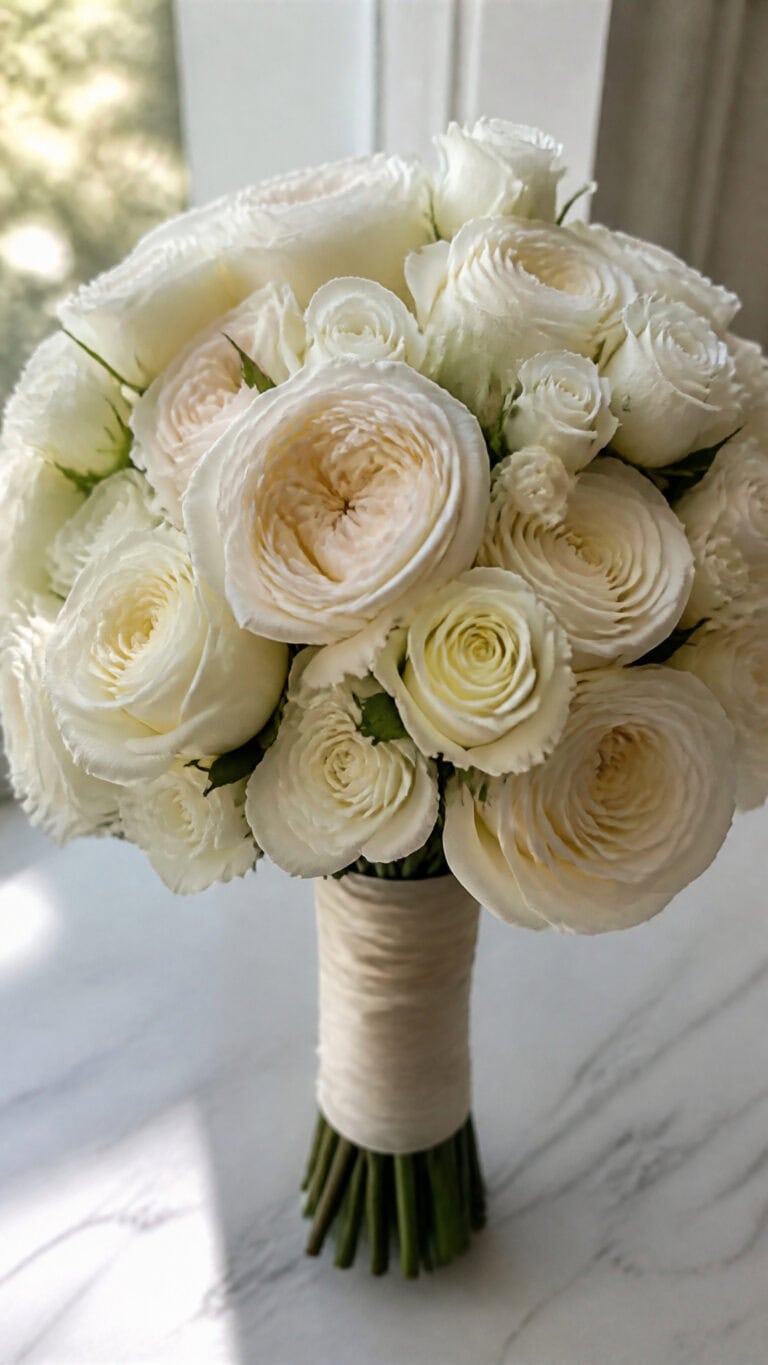 Classic All-White Rose Bouquet Perfection