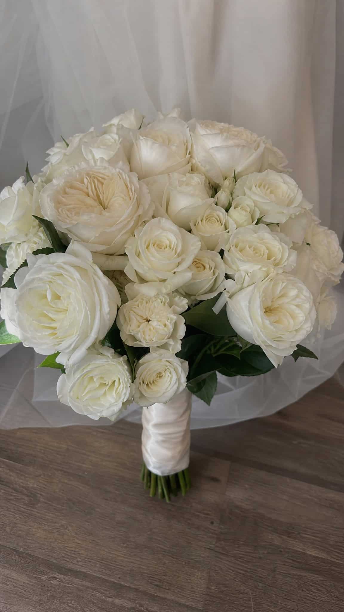 Classic All-White Rose Bouquets