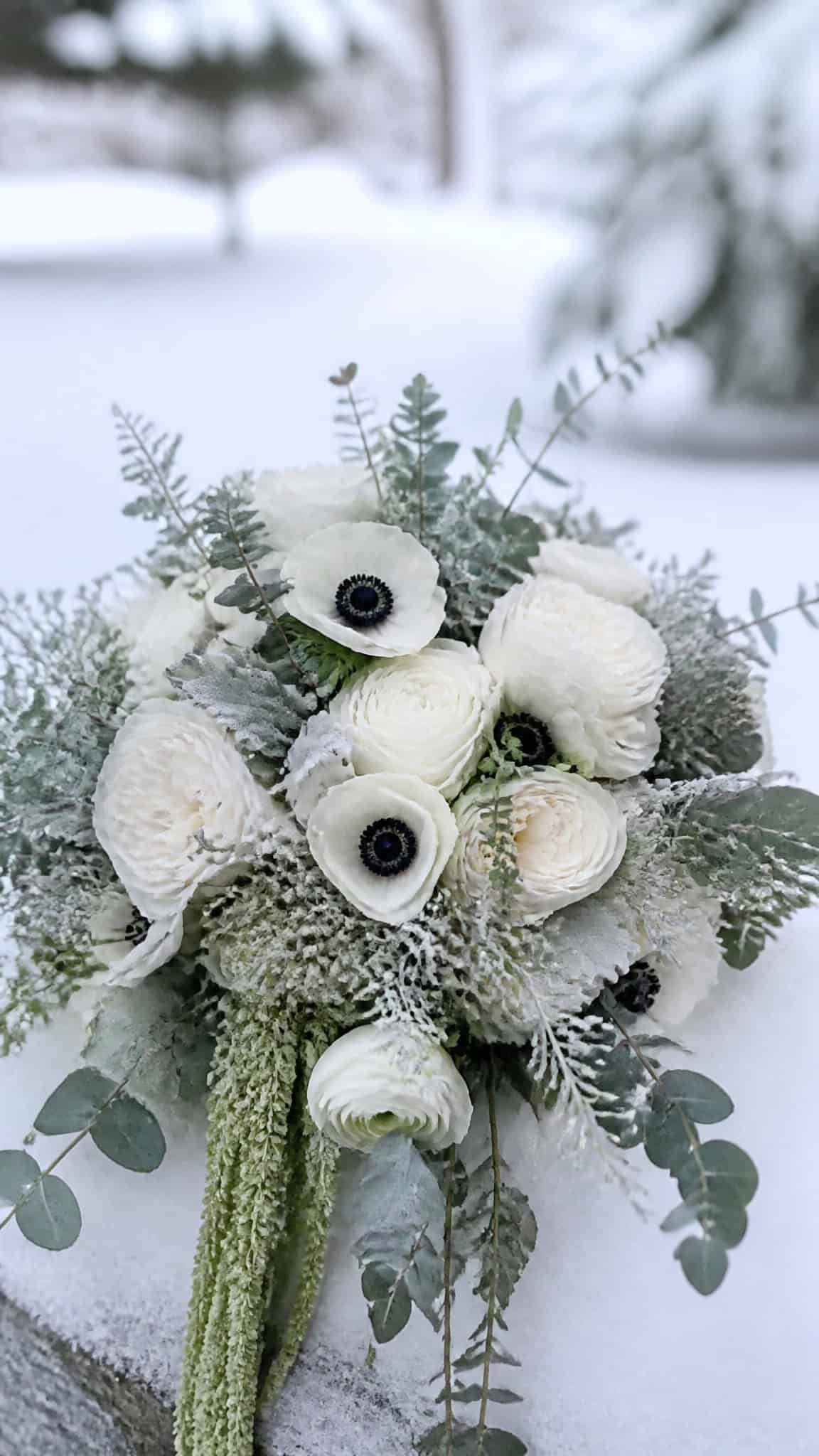 Frosted Eucalyptus and White Blooms for Ethereal Romance