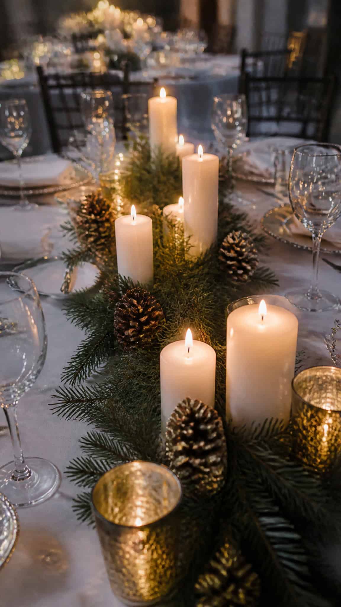 Classic Evergreen and Candle Elegance