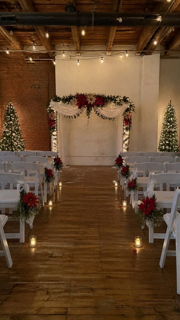 Breathtaking Ceremony Decorations with Poinsettias
