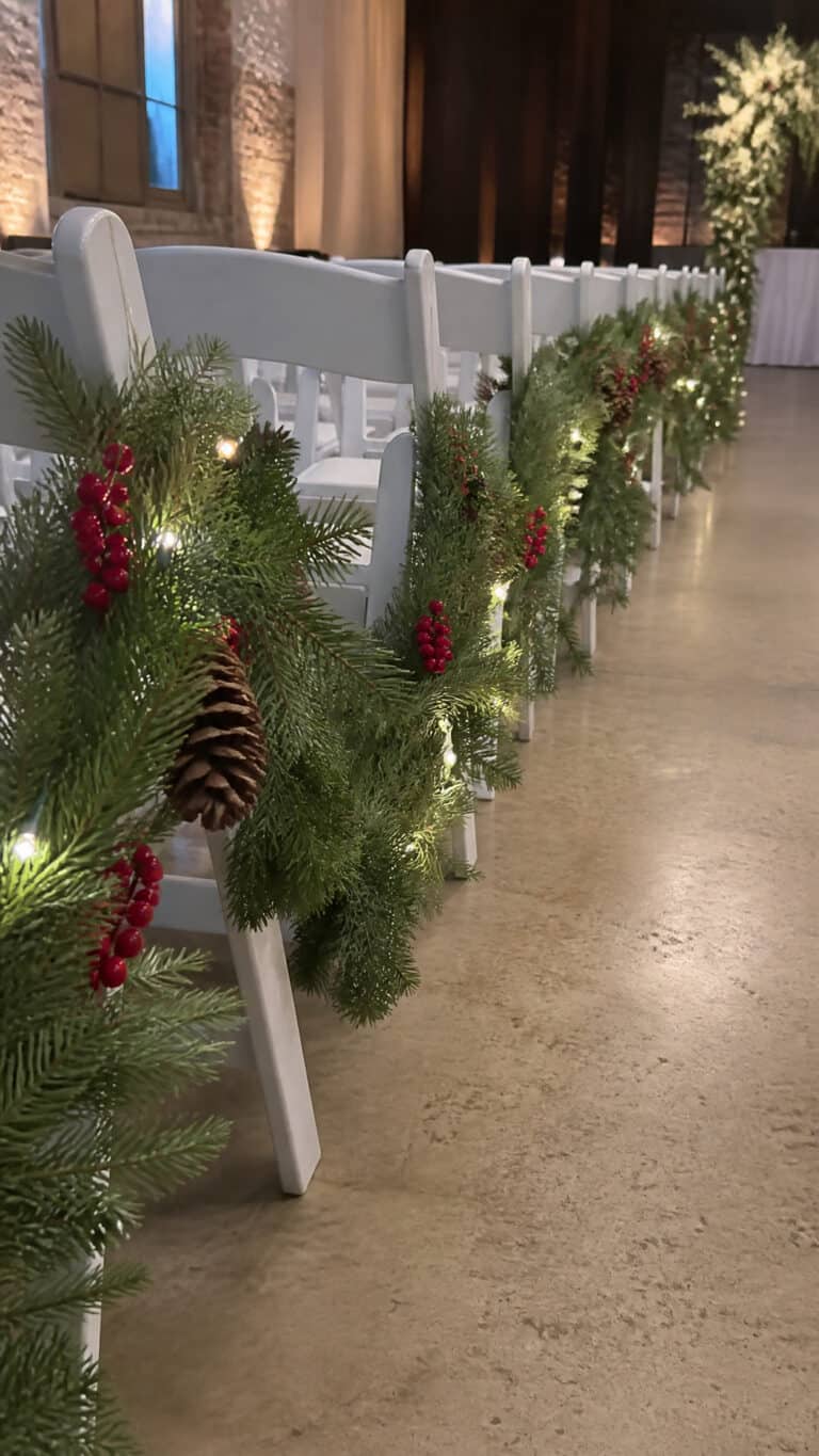Evergreen Garlands with Twinkling Lights