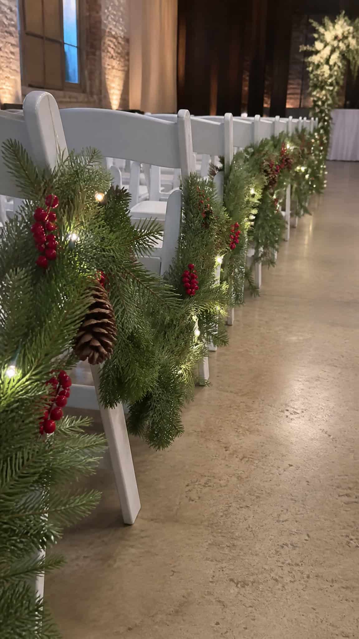 Evergreen Garlands with Twinkling Lights