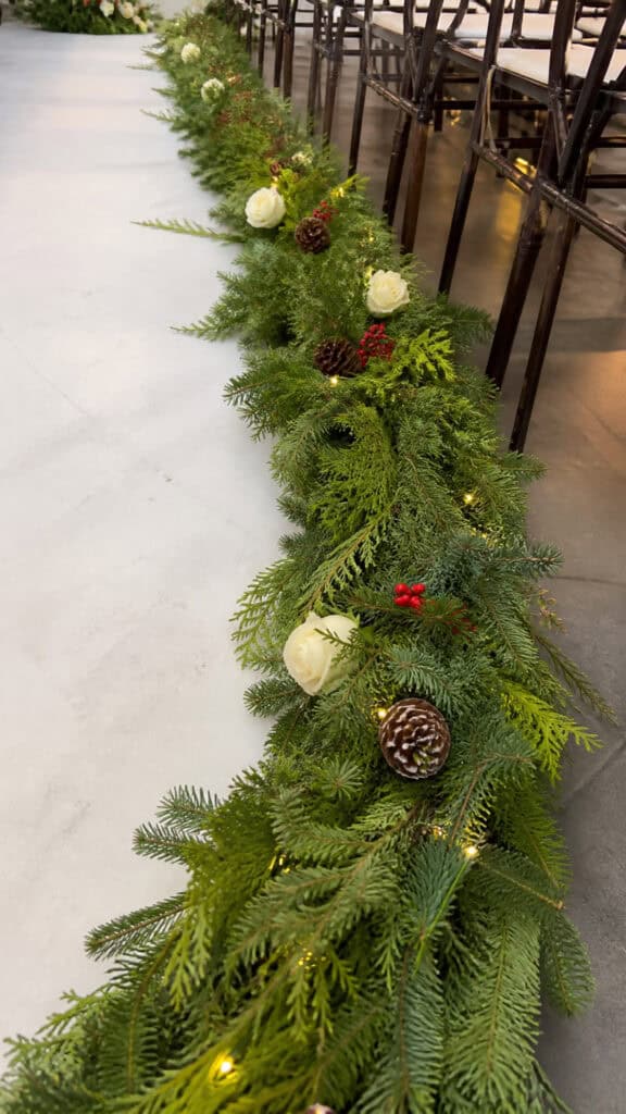 Evergreen Garland Runner with Red Berries