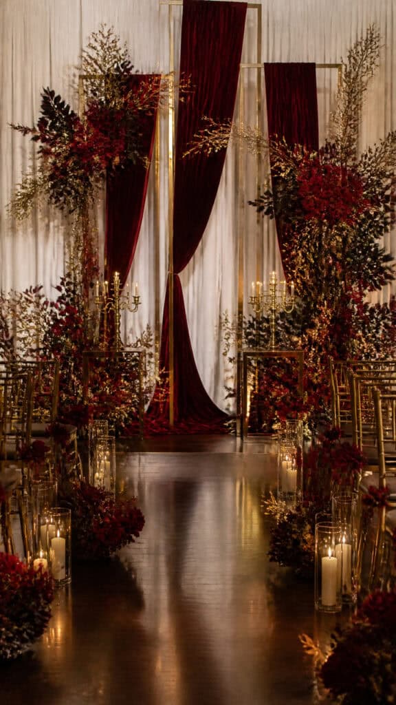 Glamorous Gold and Burgundy Opulence