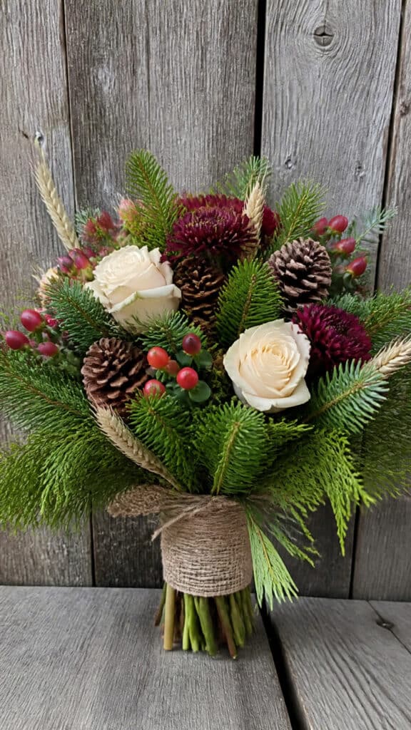 Rustic Pinecone and Berry Arrangement