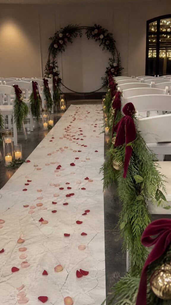 Elegant Aisle Decorations and Seating Touches