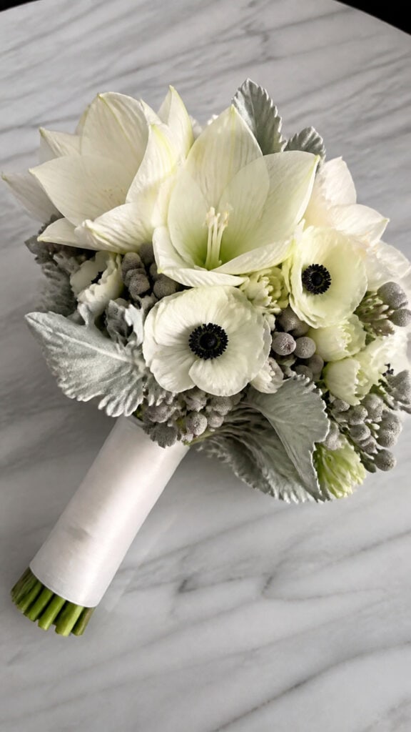 Winter White Amaryllis and Anemones