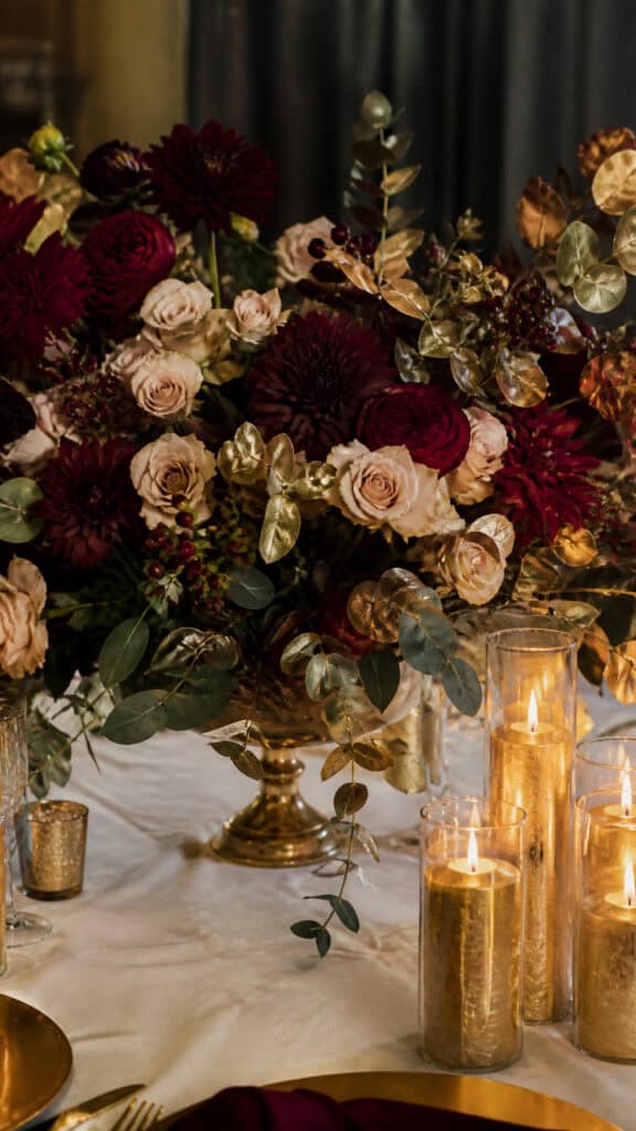 Burgundy and Gold Festive Florals