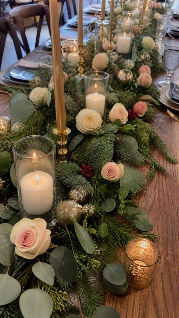 Festive Greenery Garland Centerpieces with Candles
