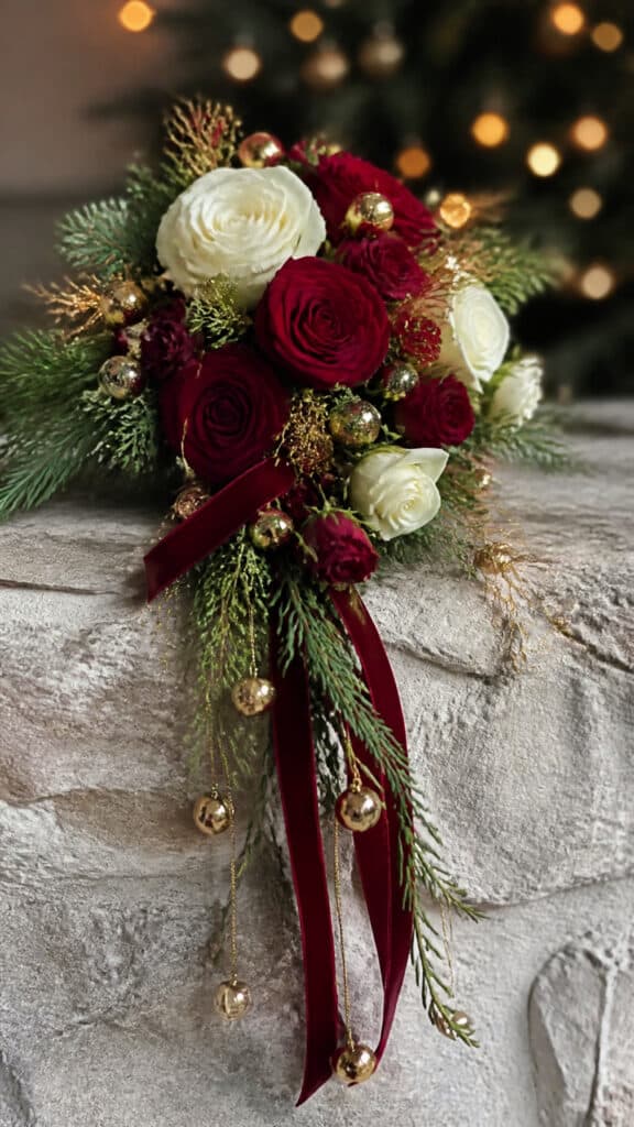 Incorporating Christmas Ornaments and Ribbons