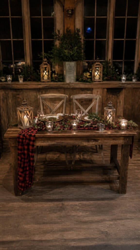 Rustic Charm With Wooden Elements And Plaid