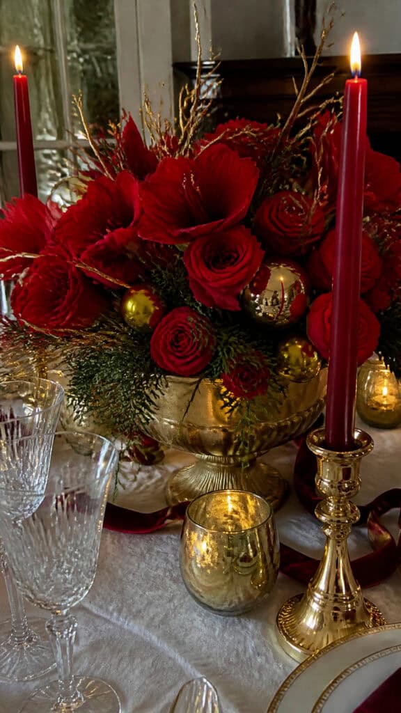 Glamorous Red and Gold Traditional Arrangements