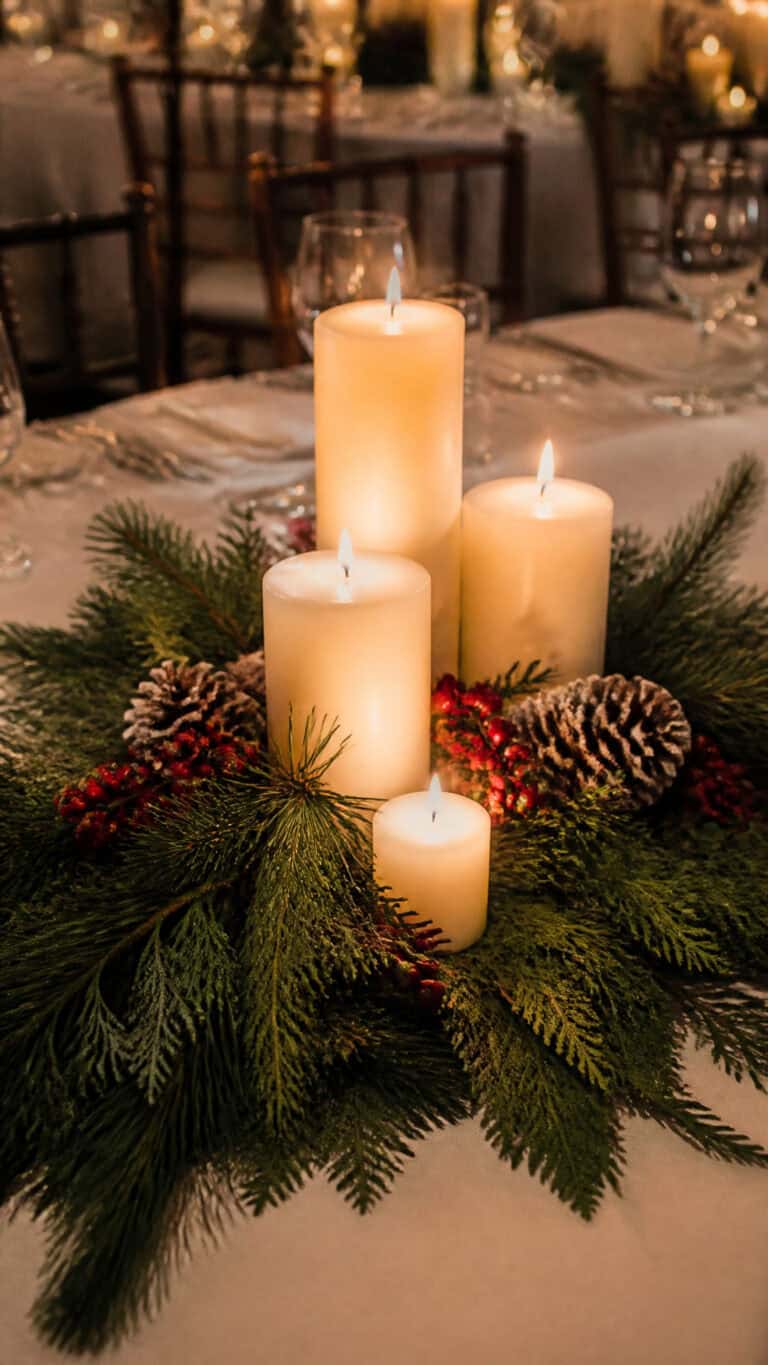 Classic Candles and Evergreen Arrangements