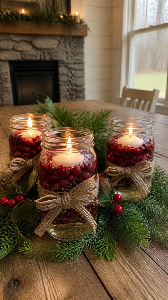 Mason Jar and Cranberry Simplicity