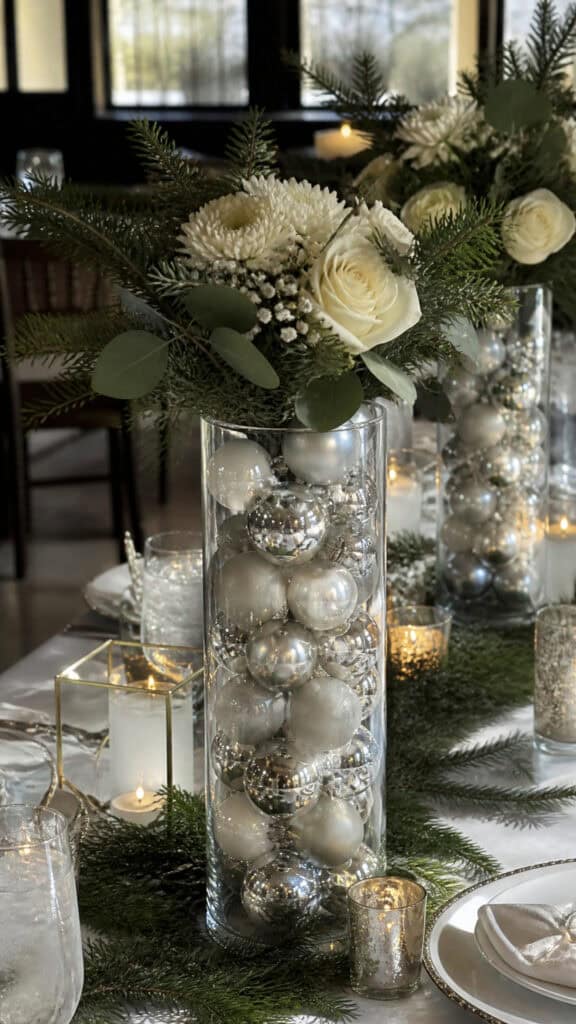 Quick and Easy Ornament Filled Vases