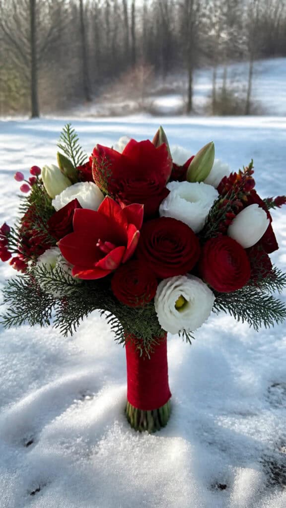 Bold Red and White Winter Statement Bouquet