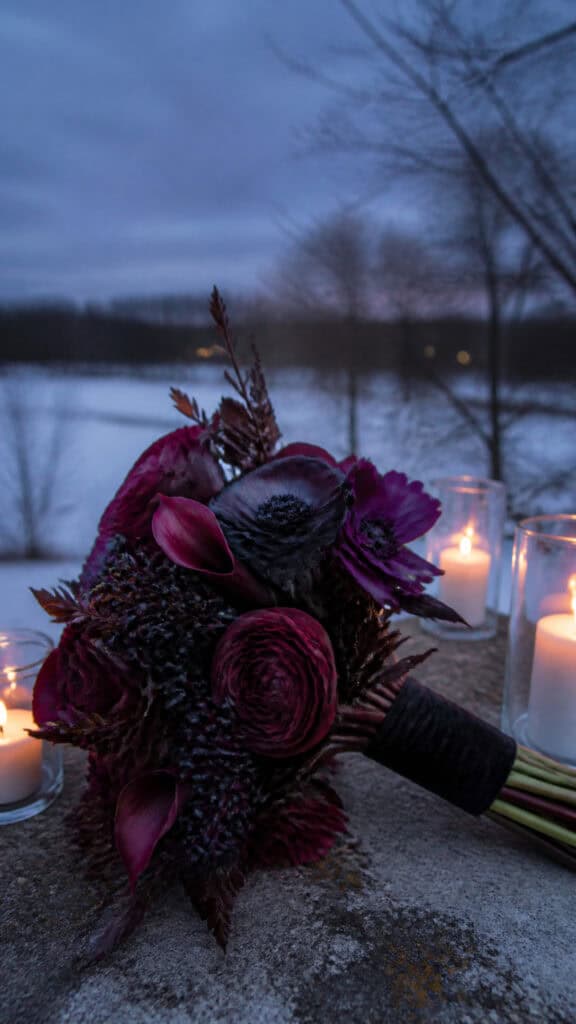 Dramatic Dark Moody Winter Bouquet