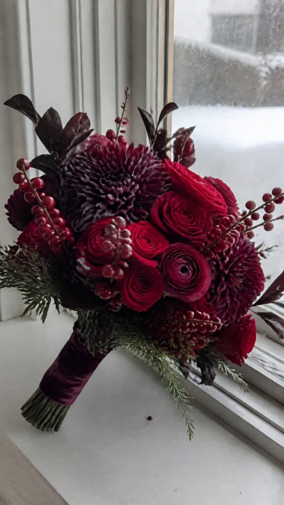 Rich Burgundy and Berry Winter Arrangement