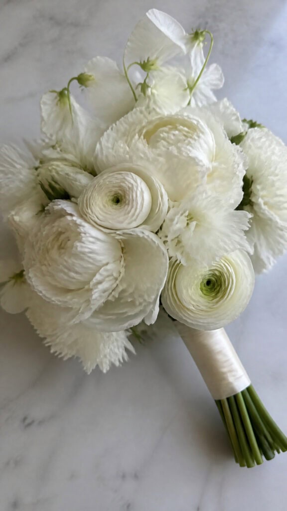 Snowy White Peonies and Ranunculus