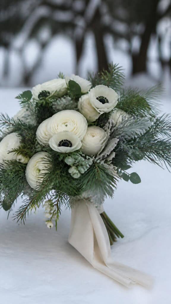 Classic White and Green Winter Elegance