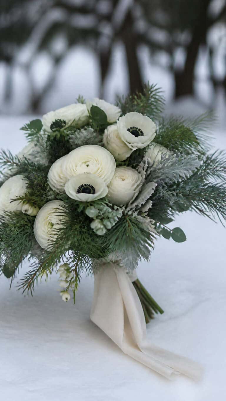 Classic White and Green Winter Elegance