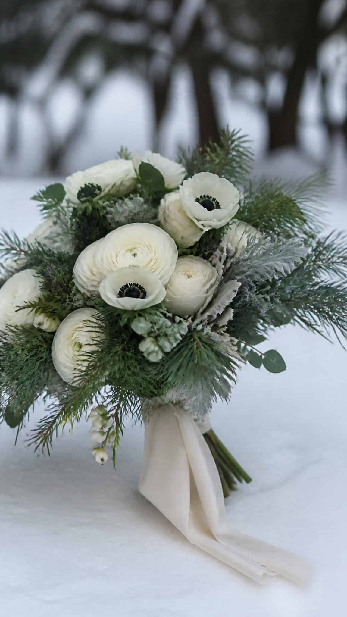 Classic White and Green Winter Elegance