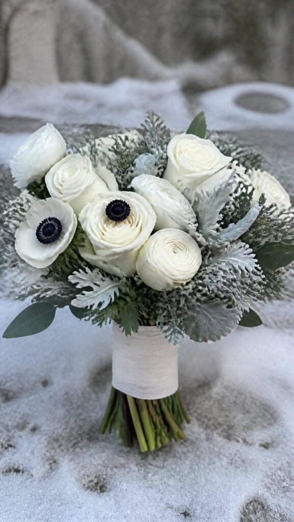 Classic Winter White with Frosted Greenery