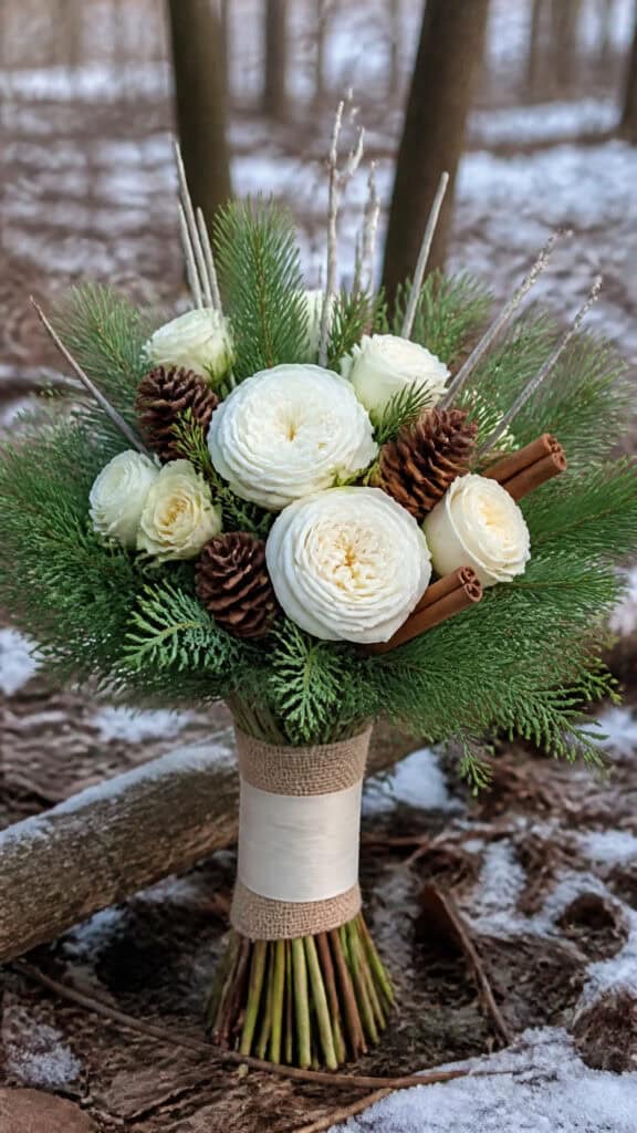 Rustic Evergreen and Pinecone Arrangement